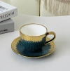 Taza de café taza de té de cerámica dorada luz lujo oro negro hogar inglés té de la tarde juego de té alto nivel de apariencia exquisito conjunto de tazas y platos Specification image